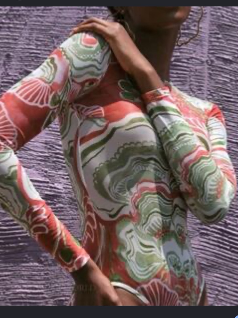 Andrea Iyama Elle Mesh Leotard Floral Long Sleeve Bodysuit one piece size XS